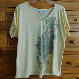 Size 2 Zenergy Yellow Print T-Shirt